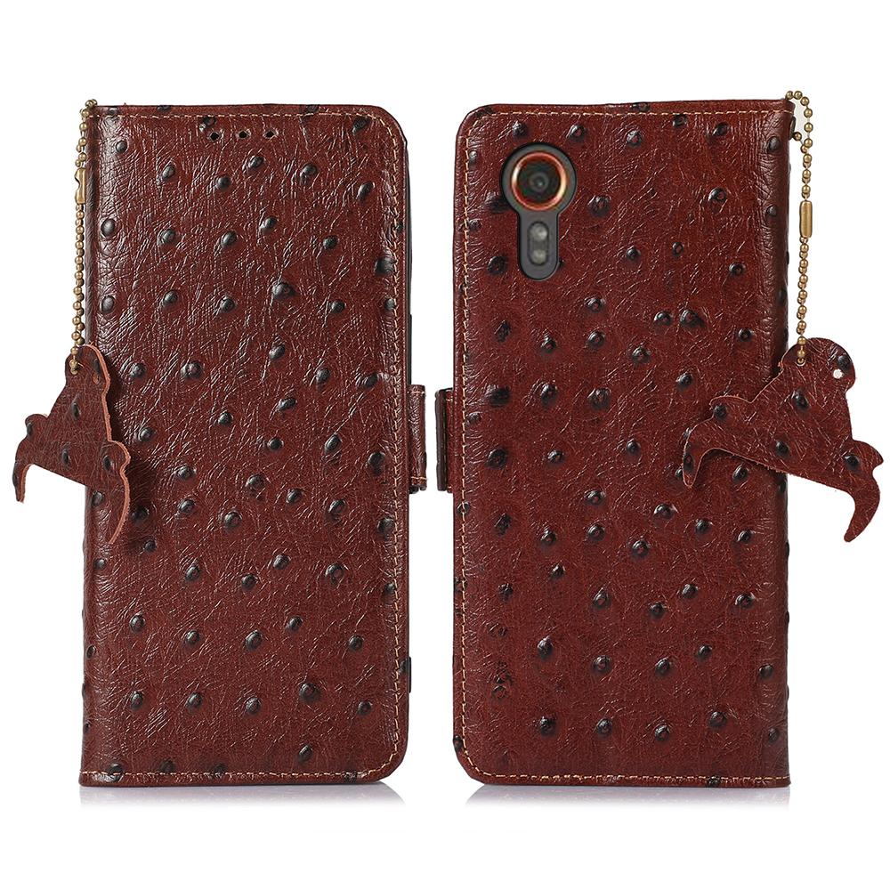 For Samsung Galaxy Xcover7 Genuine Cow Leather Case RFID Blocking Wallet Cover