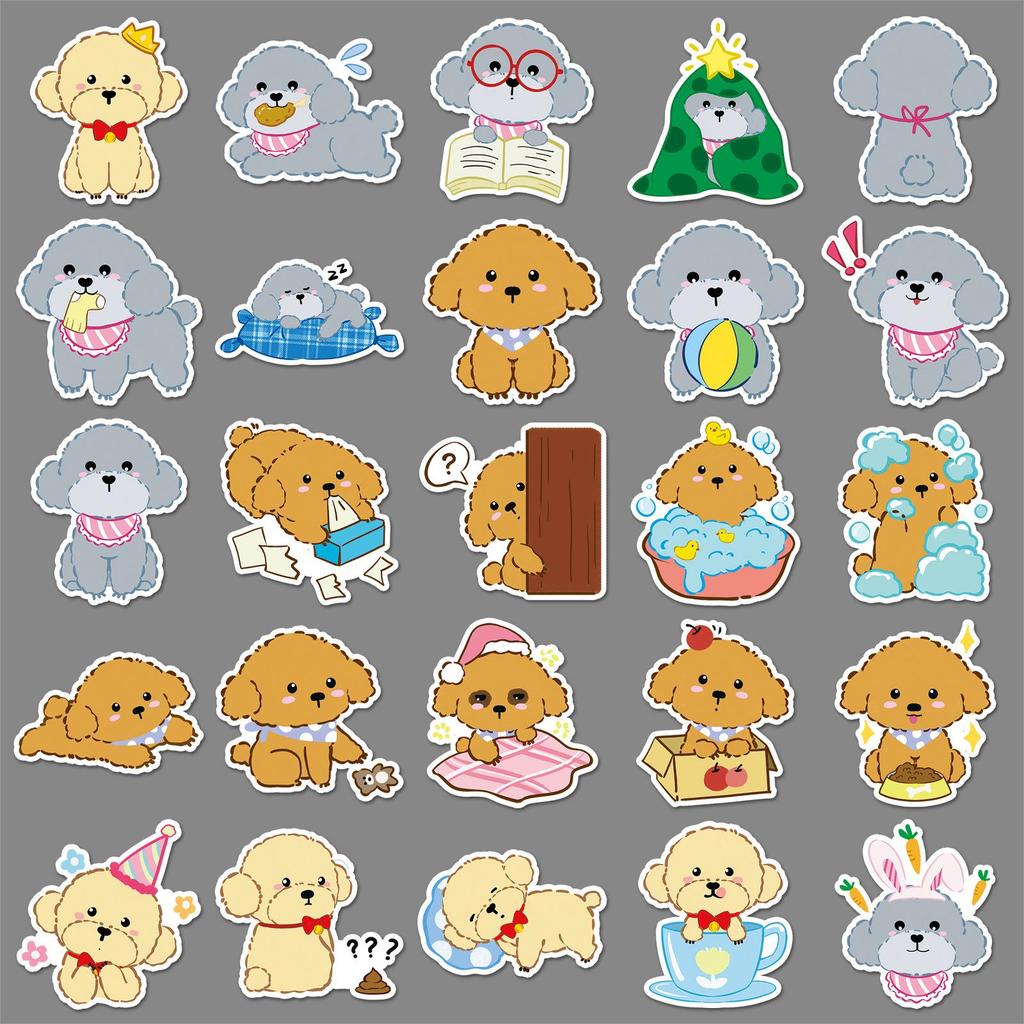 50 Cute Cartoon Dog & Animal Stickers - Waterproof Decorative for Bottles & Journals (50pcs)