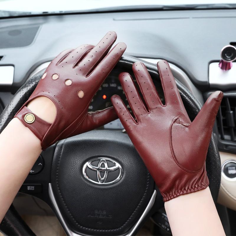 Men Genuine Leather Gloves Ventilation Guantes De Cuero Harley Outdoor Cycling Driving Motorcycle Sheepskin Gloves