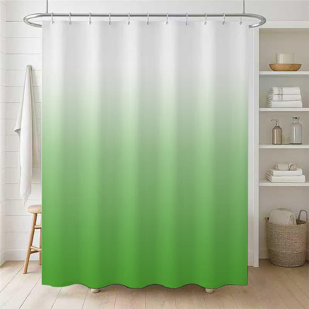 1/4 Gradient Geometry Shower Curtains, Toilet Seat Decoration, Shower Curtain with Carpet and Toilet Lid, 12 70.8x70.8 Inch Hook