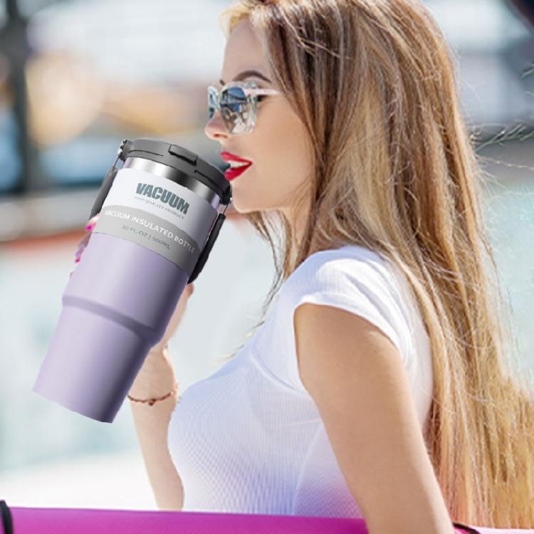 Tazza d'Acqua da 900ML con Tappo a Cannuccia, Tazza da Caffè Termica Sottovuoto in Acciaio Inossidabile per Bevande Fredde e Calde, Bicchieri Isolanti