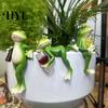 Charming Frog Yard Decor Miniature Figurine Planter Decoration Resin Flower Pot Hugger Plant Garden Statue for Edge Fairy Ornament