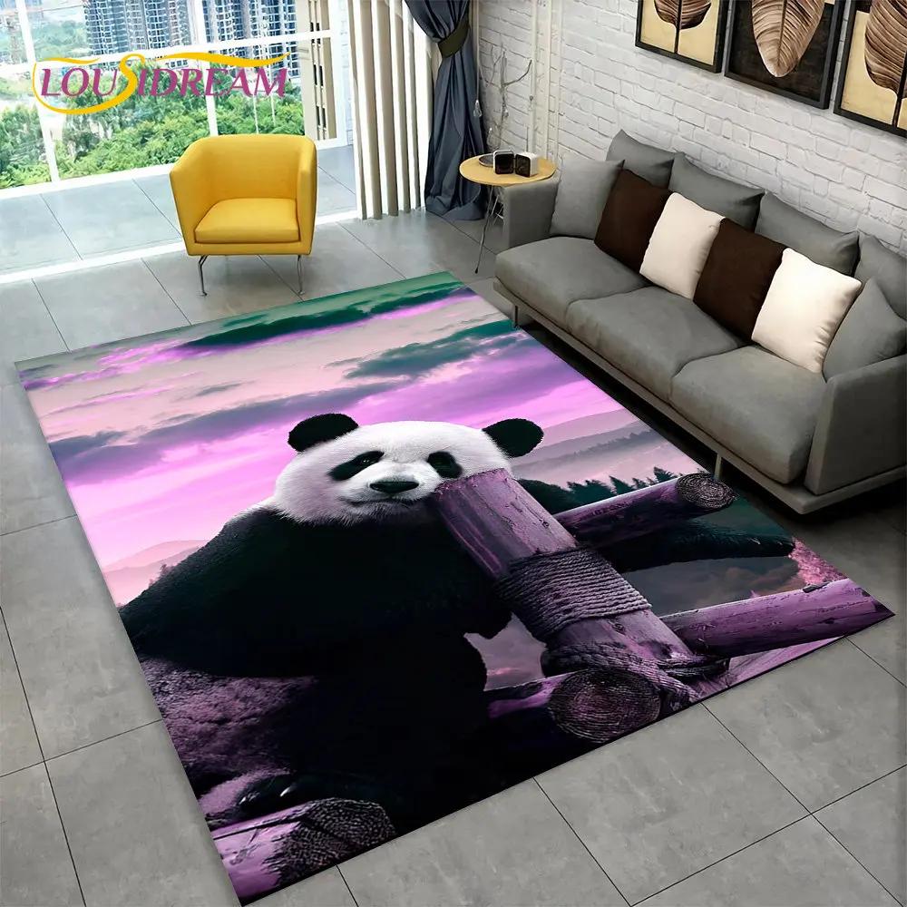 Dywan z motywem zwierząt z kreskówek Panda, dywanik do salonu, sypialni dziecięcej, sofy, wycieraczki, kuchni, antypoślizgowa mata podłogowa