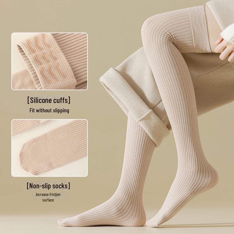 Șosete subțiri din bumbac pentru femei, cu presiune, până la gambă, culoare uni, cu tub mediu, antiderapante, cu puncte lipicioase, peste genunchi