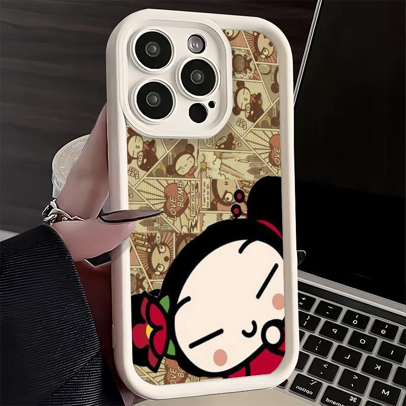 Phone Case for iPhone 17 Air 16E 15 16 Pro Max Cartoon Cute Pucca Garu Cover 14 Plus 13 12 Mini Soft Shell Silicone Fundas