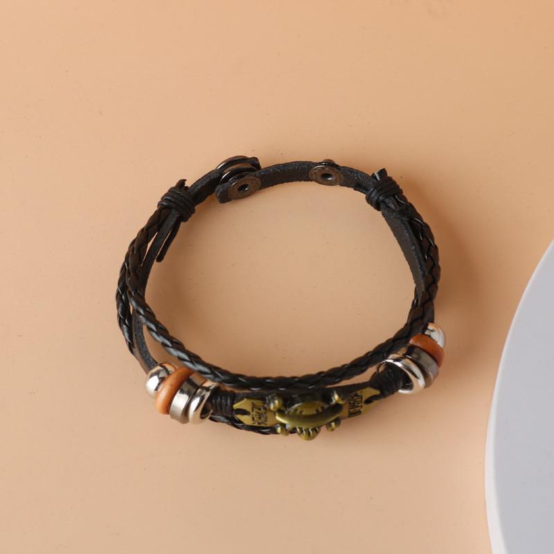 Piece Skull One Pirate Leather Woven Alloy Bracelet For Cosplay Accessories