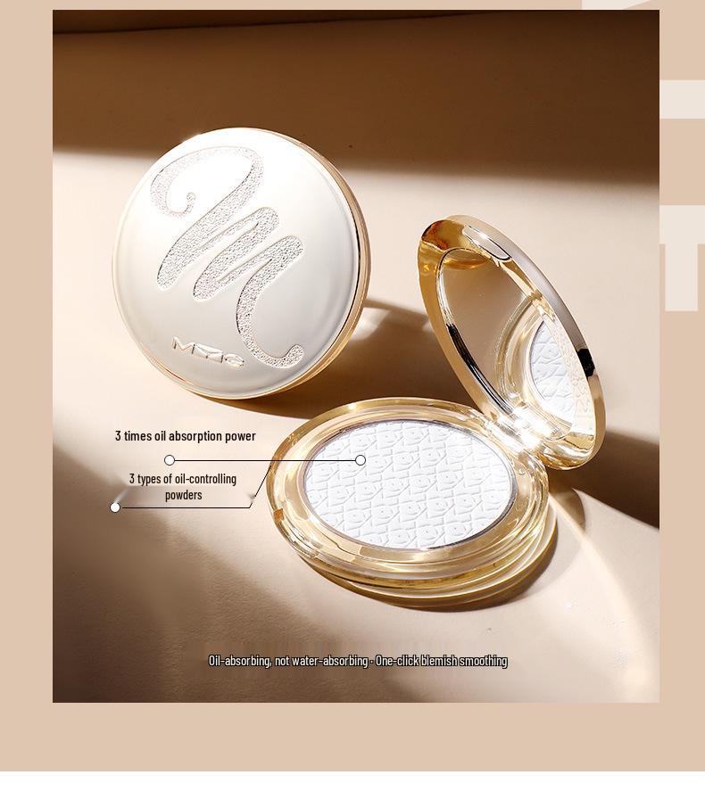 MYG Golden Oil-Control Setting Powder with Lambskin Puff: Solid Highlighter & Honey Loose Powder, Oil-Absorbing, Non-Water-Absorbing.