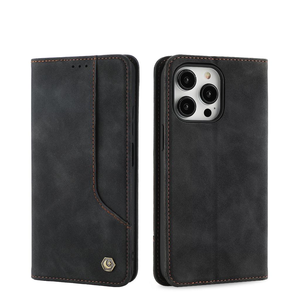  Vintage Strong Magnetic Wallet Case for iPhone 17 & Samsung S25 Ultra - Retro Flip Leather Card Holder Cover