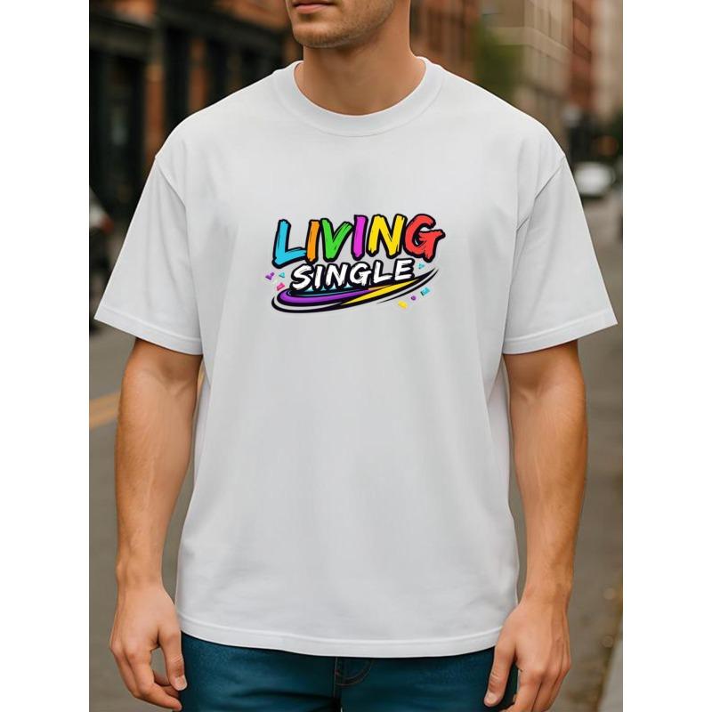 

Европейские размеры Living Single Принт с буквами, Мужская одежда, Подходит для повседневной носки и домашней одежды, Универсальная мужская футболка для всех четырех сезонов, Повседневный стиль S белый
