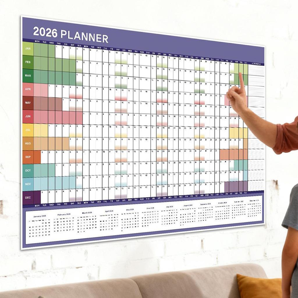 2026 Großer Wandkalender 29x20 Zoll Große Wohndekoration mit Tipp-Aufklebern Monats-Wandkalender für Mentales Studium Schulaufgaben Zuhause