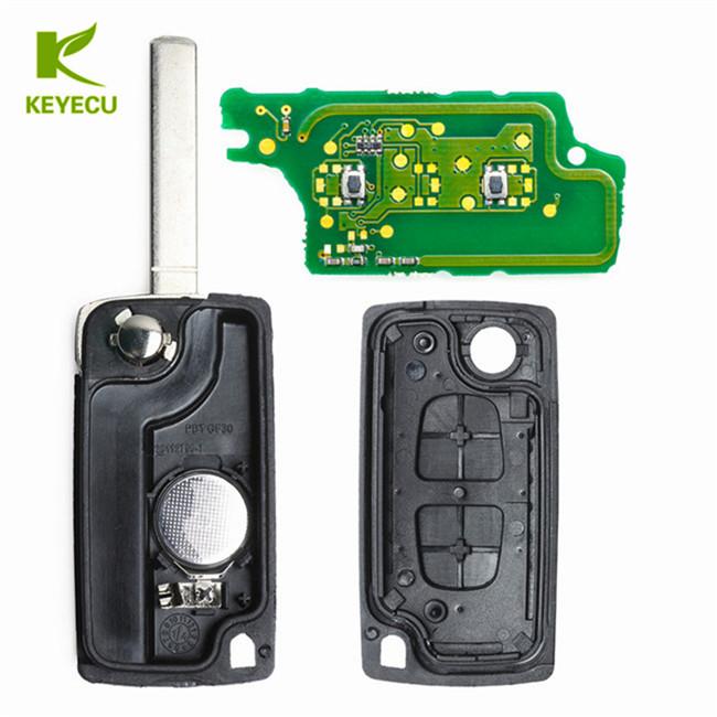 KEYECU Klappschlüssel Fernbedienung 2 Tasten 433MHz ID46 für PEUGEOT 207 208 307 308 408 Partner für Citroen C2 C3 C5 2005-2009 0536 Modell