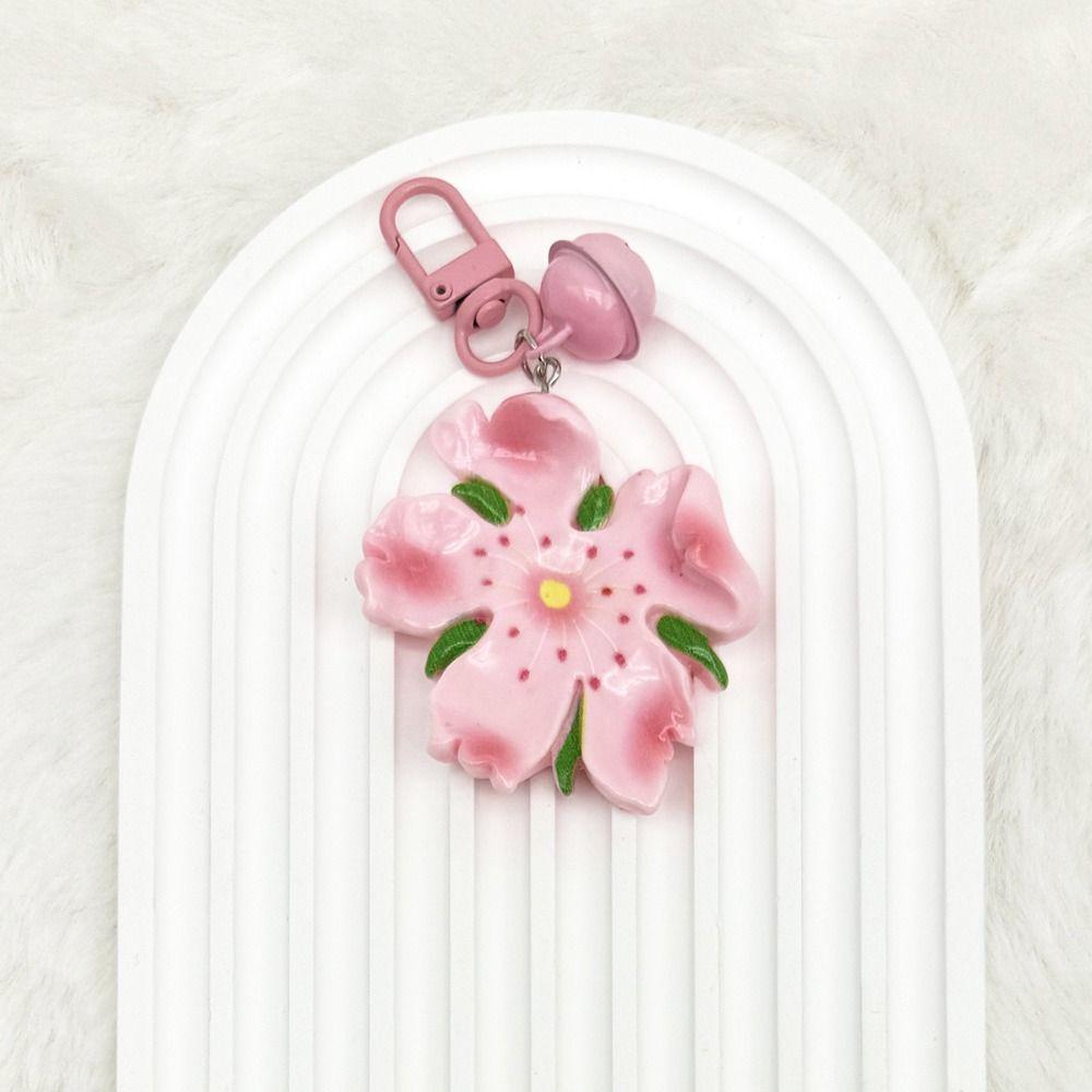 Tulip Peach Flower Keychain Lotus Car Key Ring Lovely Peach Blossom Pendant  Key Decor