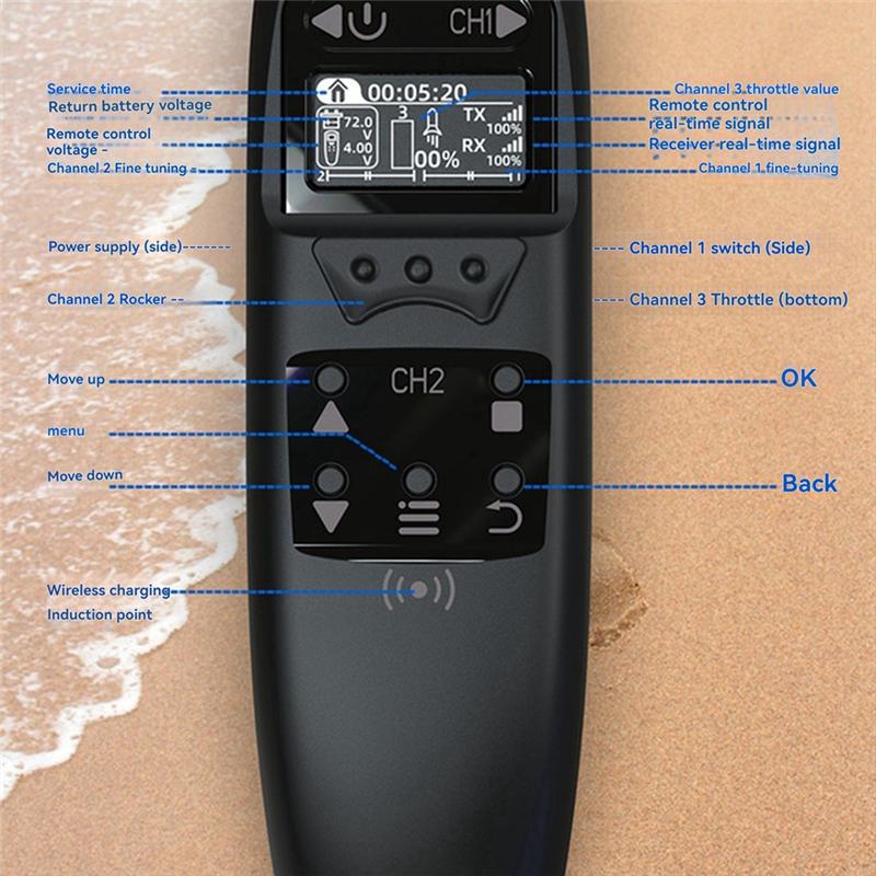 W6 2.4G Waterproof Remote Control Electric Skateboard Surfboard 3-Channel Screen Remote Control Wireless Charging