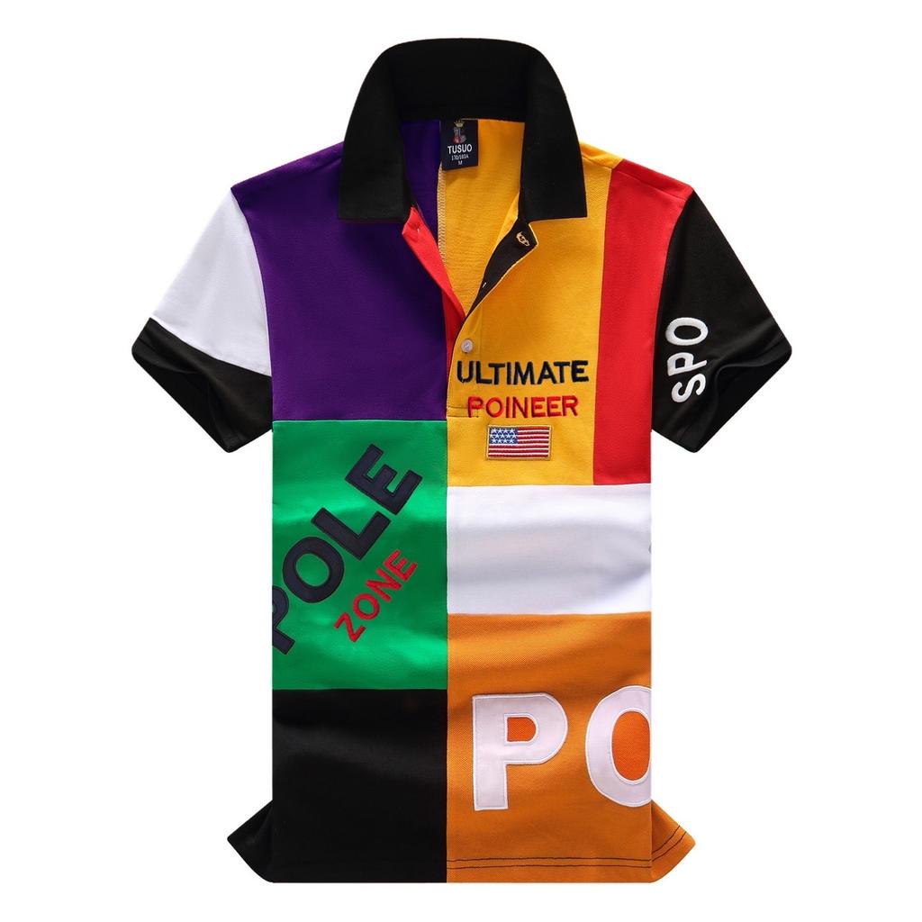 ZYLLO Men's Polo Shirt America New York Royal Leisure Sports Party Cotton Embroidered Luxury Contrast Color XS-7XL