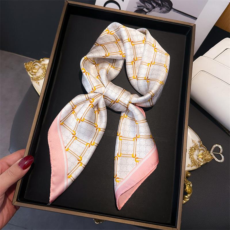 Floral Print New Fashion Luxury Brand Silk Square Scarf Women Satin Shawls Neckerchief Casual Scarves Bandana Hair Hjiab Foulard