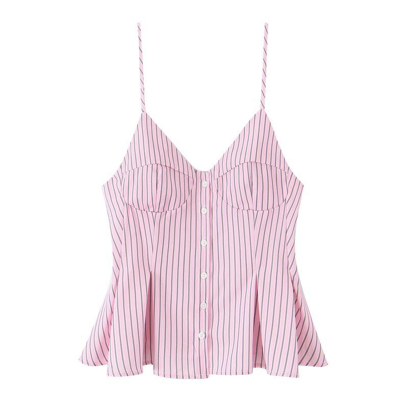 Kaslead New Arrival Women's Fashion Style Fashionable Small Pleated Poplin Camisole Short Top 2178083