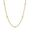 Rose Gold Stainless Steel Snake Chain Necklace with Seven Titanium Beads - Simple & Elegant Valentine's Day Gift for Women