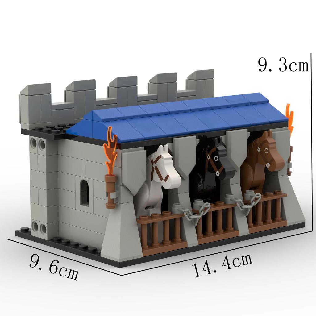 Medieval City Block Building Set - Interlocking Tower and Wall Scene Assembly