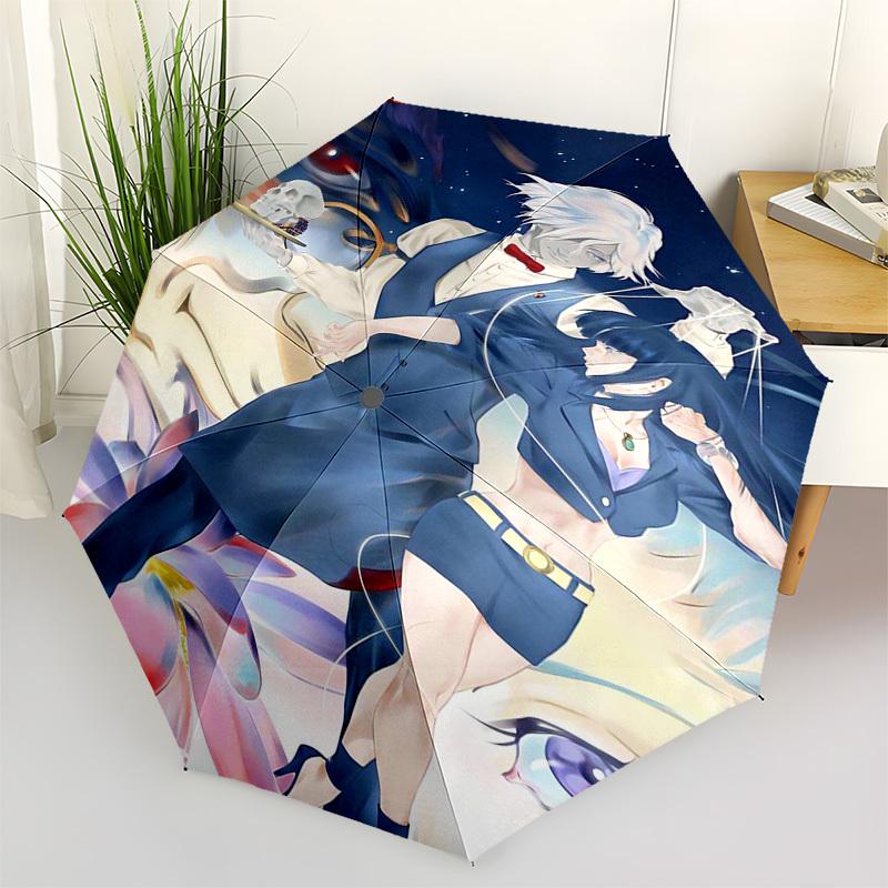 

1pc Ghost in the Shell Motoko Kusanagi & Togusa Outdoor Umbrella - Automatic Opening/Closing, Portable 3-Fold Design, 8-Rib Iron Frame, Ideal Gift for