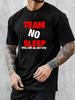 Men O Neck Tee Team No Sleep Slogan Letter Print Cotton Short Sleeve Loose Summer Street Daily