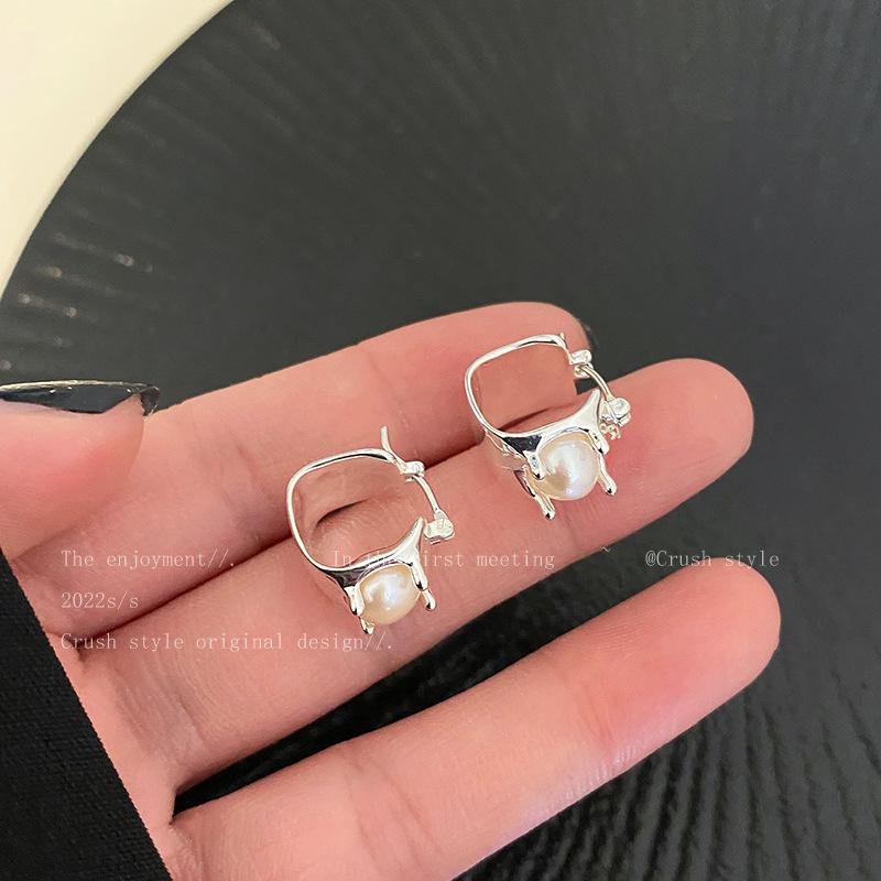 2Pcs/Set Sparkly Earrings Ear Stud Piercing Jewelry Korean Women'S Temperament Circle Pearl Earrings Party Jewelry Accessories