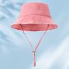 Raw edge cotton bucket hat embroidered female color visor, shopping sun protection hat