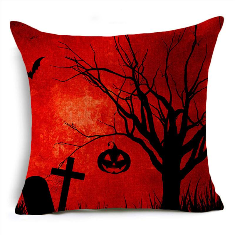 

Красный Хэллоуин Ночь Луна Кладбище Летучая Мышь Пугало Льняная Наволочка Декоративная Подушка Для Дивана Гостиная Вечеринка 40x40cm