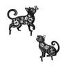 2PCS Outdoor Garden Lawn Decoration Crafts Ornament European and American Iron Art Black Cat Silhouette Floor Insert Ornament Home Furnishing
