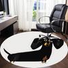 1pc Dachshund Pet Office Round Area Rug, Indoor Mat Suitable ForOffice, Under Office Chairs Bedroom Living Room Home Decor, Room Deco 081