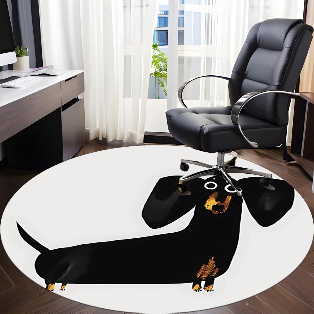 1pc Dachshund Pet Office Round Area Rug, Indoor Mat Suitable ForOffice, Under Office Chairs Bedroom Living Room Home Decor, Room Deco 081