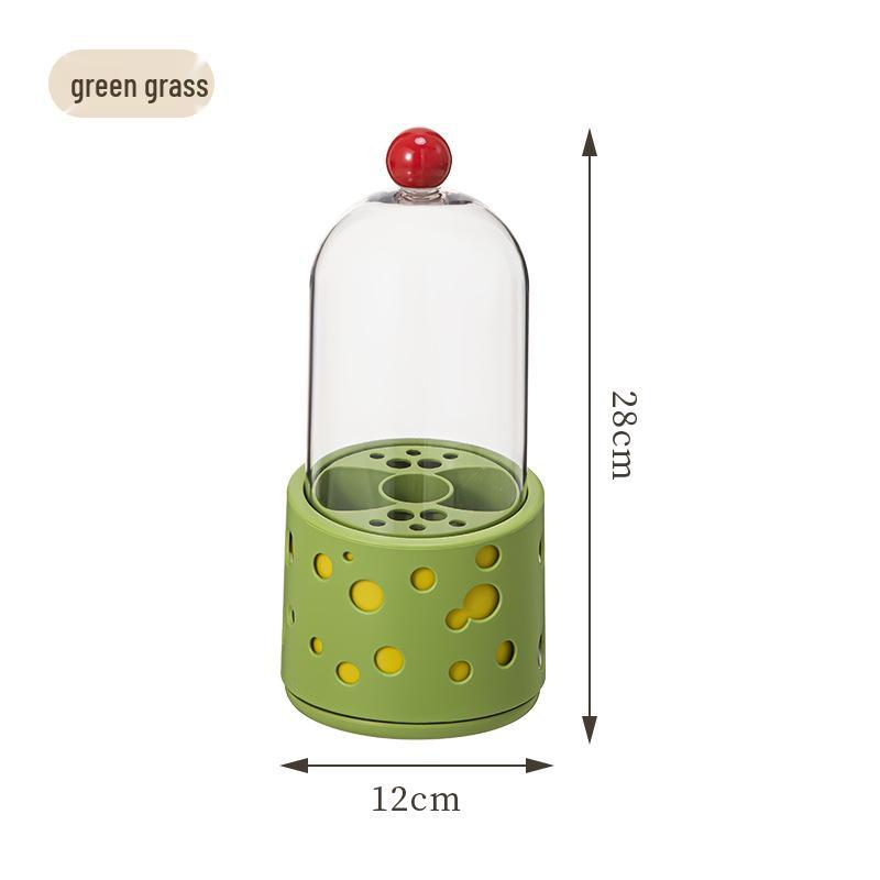 Rotating Makeup Storage Tube: Dustproof Vanity Organizer with Lid for Lipstick, Eyeshadow Brushes & Eyebrow Pencils