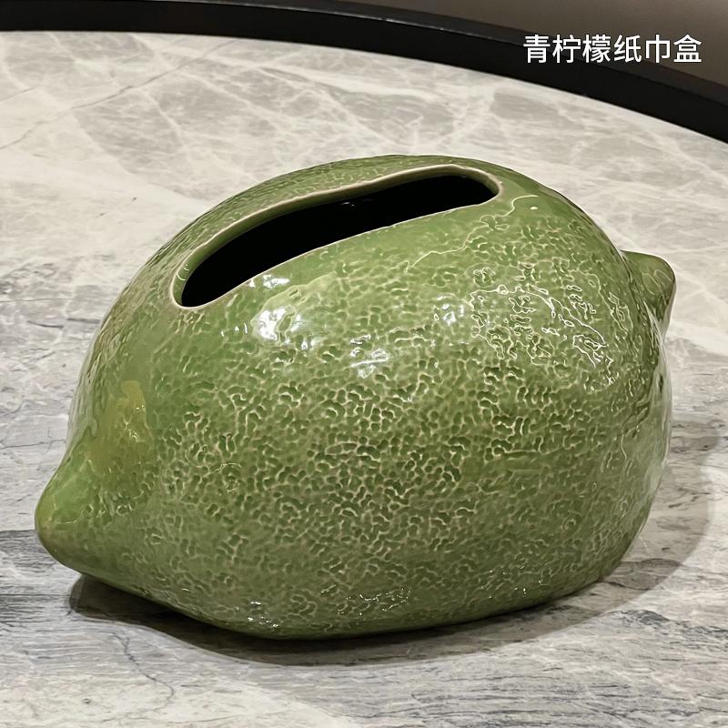 

Керамическая лимонная коробка для салфеток, настольное украшение, креативная коробка для хранения салфеток, современный держатель для салфеток, аксессуары для украшения дома зелёный