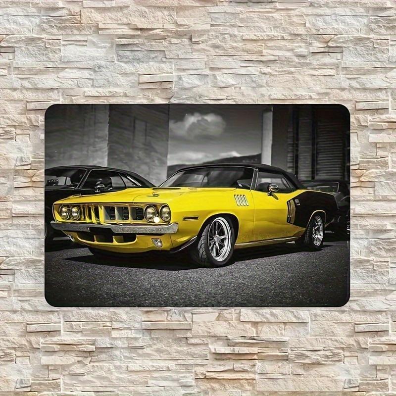 2D Flat 30*20cm Wooden Vintage Muscle Automobile Wooden Sign Classic Vehicle Wooden Plate Wall Art, Retro Home Decor Plaque for Living Room, Bedroom