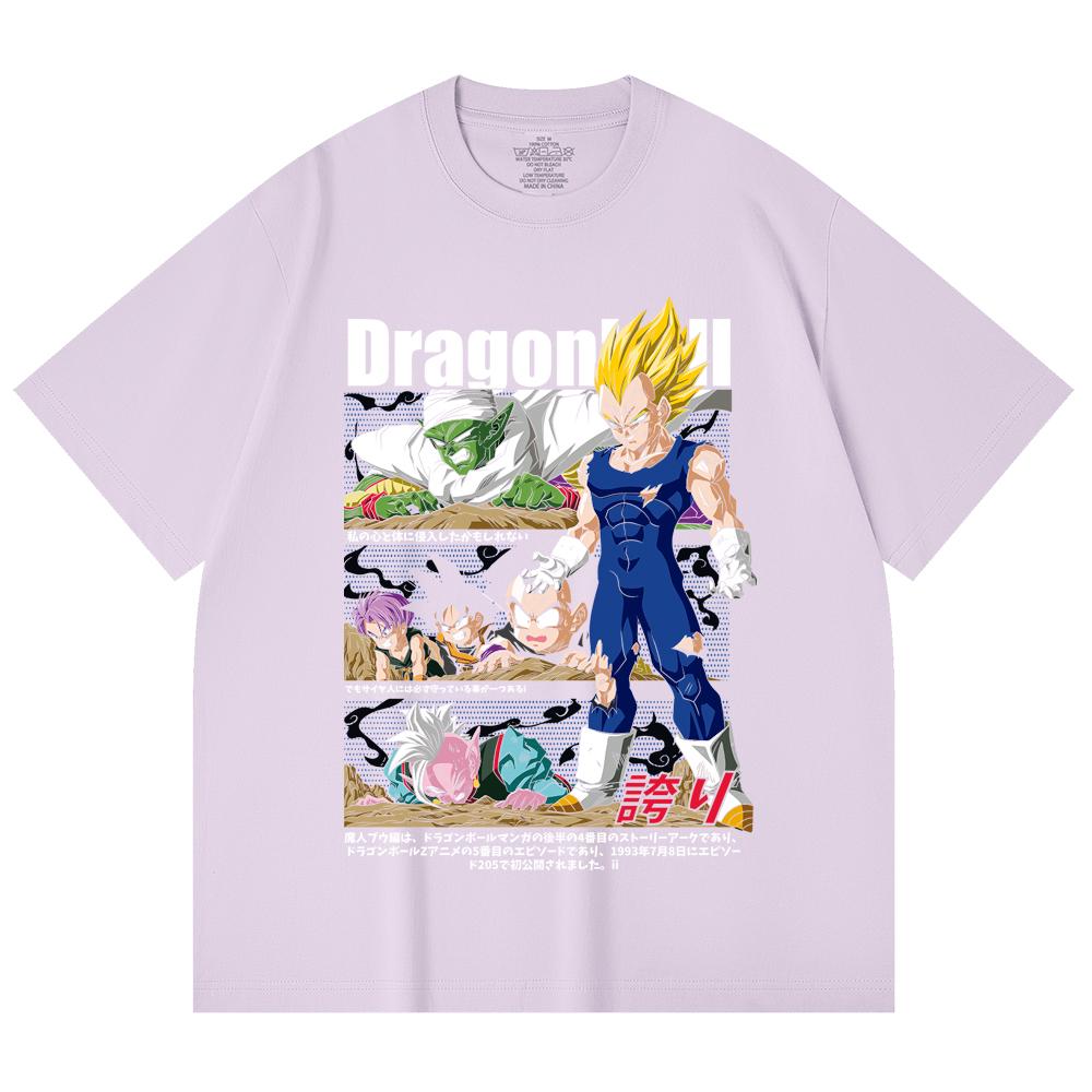 230 Gsm 100% Cotton Dragon Ball V6 Majin Vegeta Print Unisex Heavy Cotton T Shirt