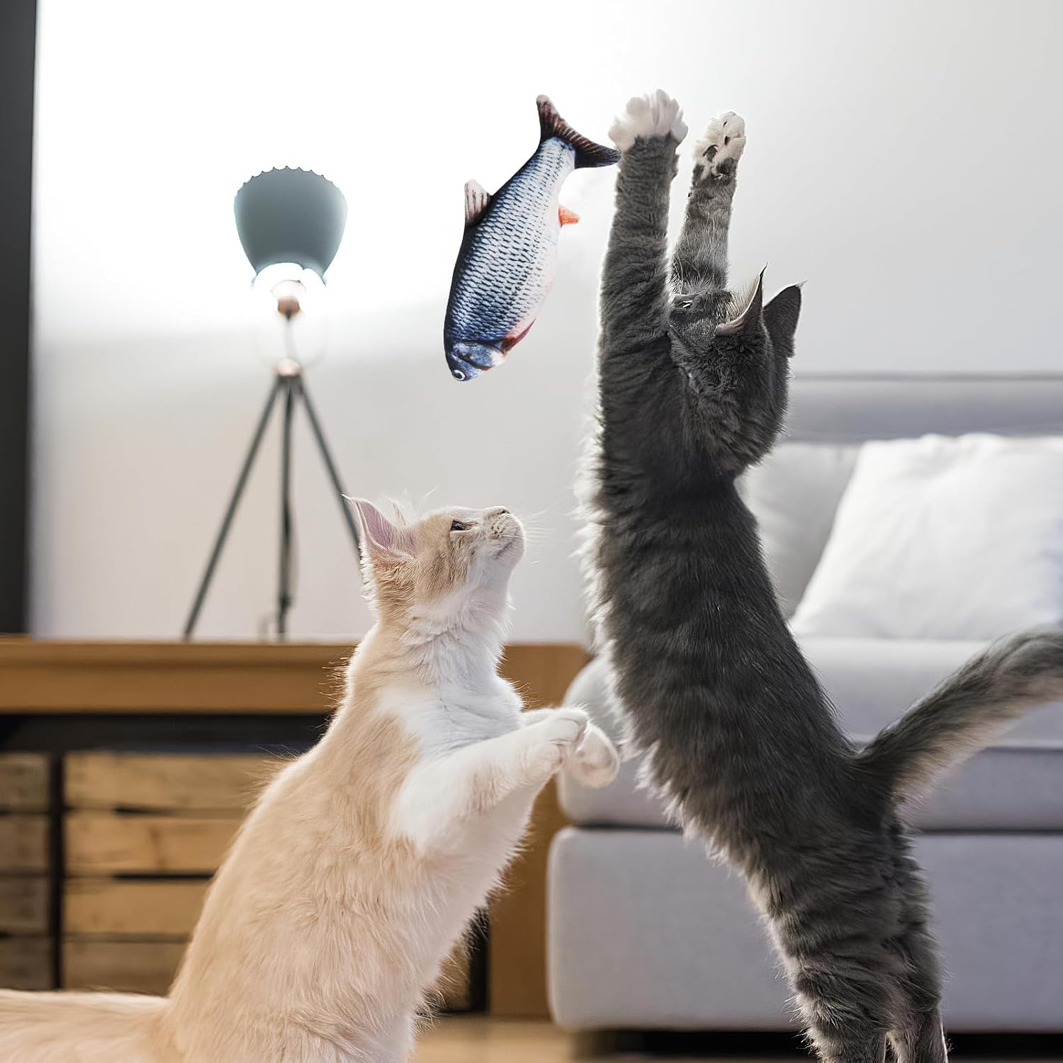 7.8inch Cat Floppy Fish Dog Toy, Realistic Plush Simulation Fish Cat Toy, Catnip Kicker Bite Toy