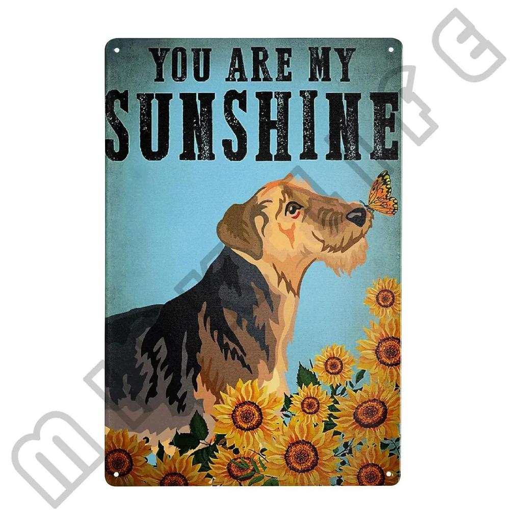 Airedale Terrier Metal Tin Sign Funny Pet Wall Decor for Kitchen Bathroom Bar Office Cafe  X Inch