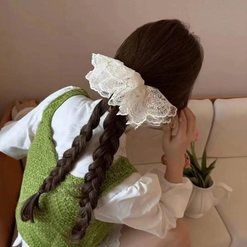 Schwarzer Spitzenrock Haarband Stirnband Niedriger Pferdeschwanz Ballhaarkordel Hochelastisches Darmkopfschmuck Mädchen Damen Haaraccessoires