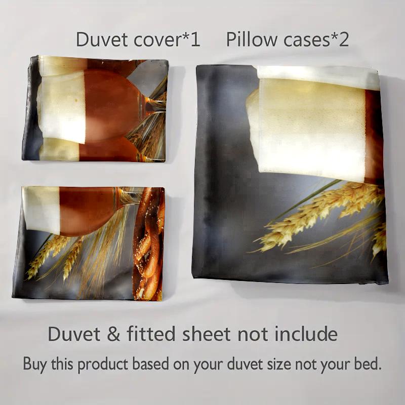 Beer pretzel wheat Bedding Duvet cover sets Duvet covers Pillowcases gifts (1 * Duvet Cover 2 * Pillowcases, without duvet insert)