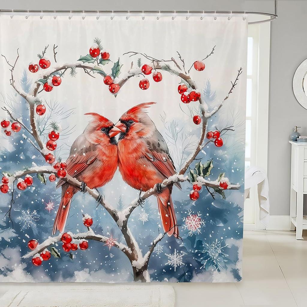 Merry Pink Christmas Shower Curtain,Cartoon Gingerbread Man Bathroom Curtain,Snowflakes Candy Fabric Shower Curtains,Happy New