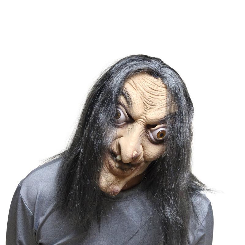 Halloween Green Face Witch Mask Evil Witch Dress Up Mask Haunted House Party Carnival Night Theme