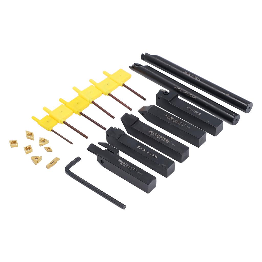 7PCS Set Turning Toolholder Set 16mm Alloy Steel Toolholders Blades and Wrenches for Processing