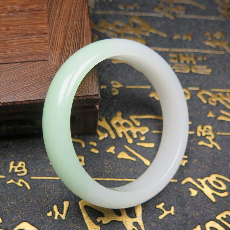 Xinjiang Hetian Jade Bracelet: Gradient Half-Mountain Half-Water Design for Women, Natural Jade Stone Style for Young Girls