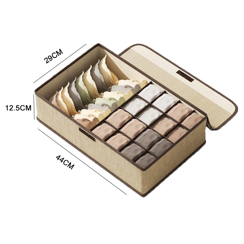 Organizador de Cajones para Ropa Interior Calcetines 3 en 1 Tela Cajas Organizadoras para Armario Uso Doméstico Algodón Lino Plegable Moderno Simple