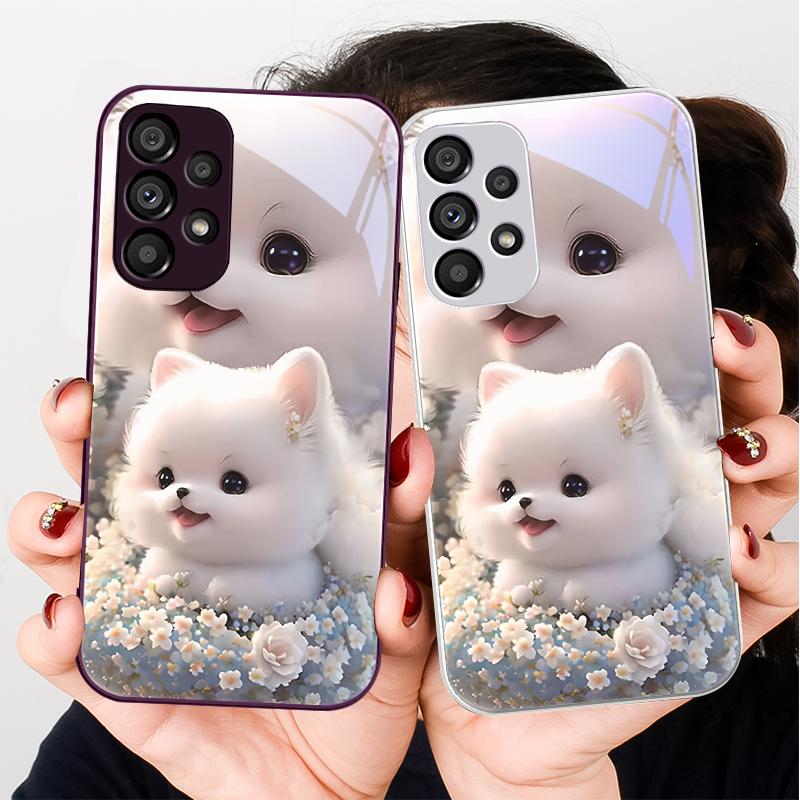 Süßes Haustier Süßer Welpe Hund Für Samsung Galaxy S24 Plus S20 21 FE S23 Ultra S8 9 A70 72 73 50 51 52 53 Gehärtetes Glas Handyhülle