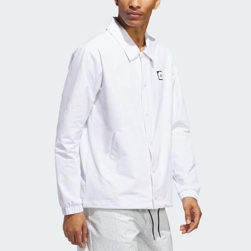 Adidas Men's White Single-Breasted Long-Sleeve Sports Polo Jacket