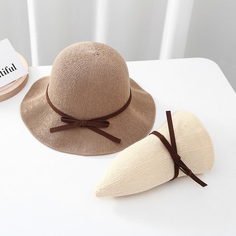 Women's Bow Fisherman Hat Straw Hat Sun Protection and Sunshade Hat Spring and Summer