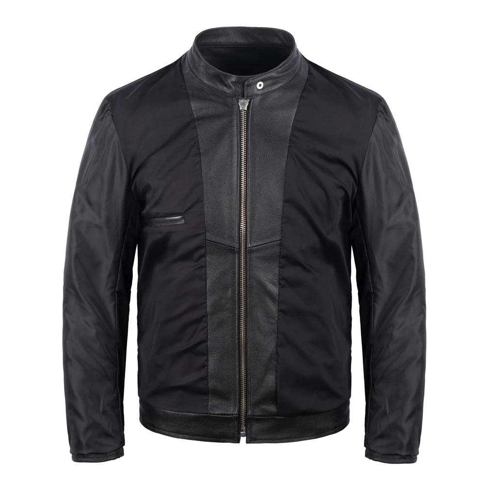 Real Cowhide Genuine Leather Jacket Men Black Motorcycle Coat Mens Biker Clothes Spring Autumn Asian Size