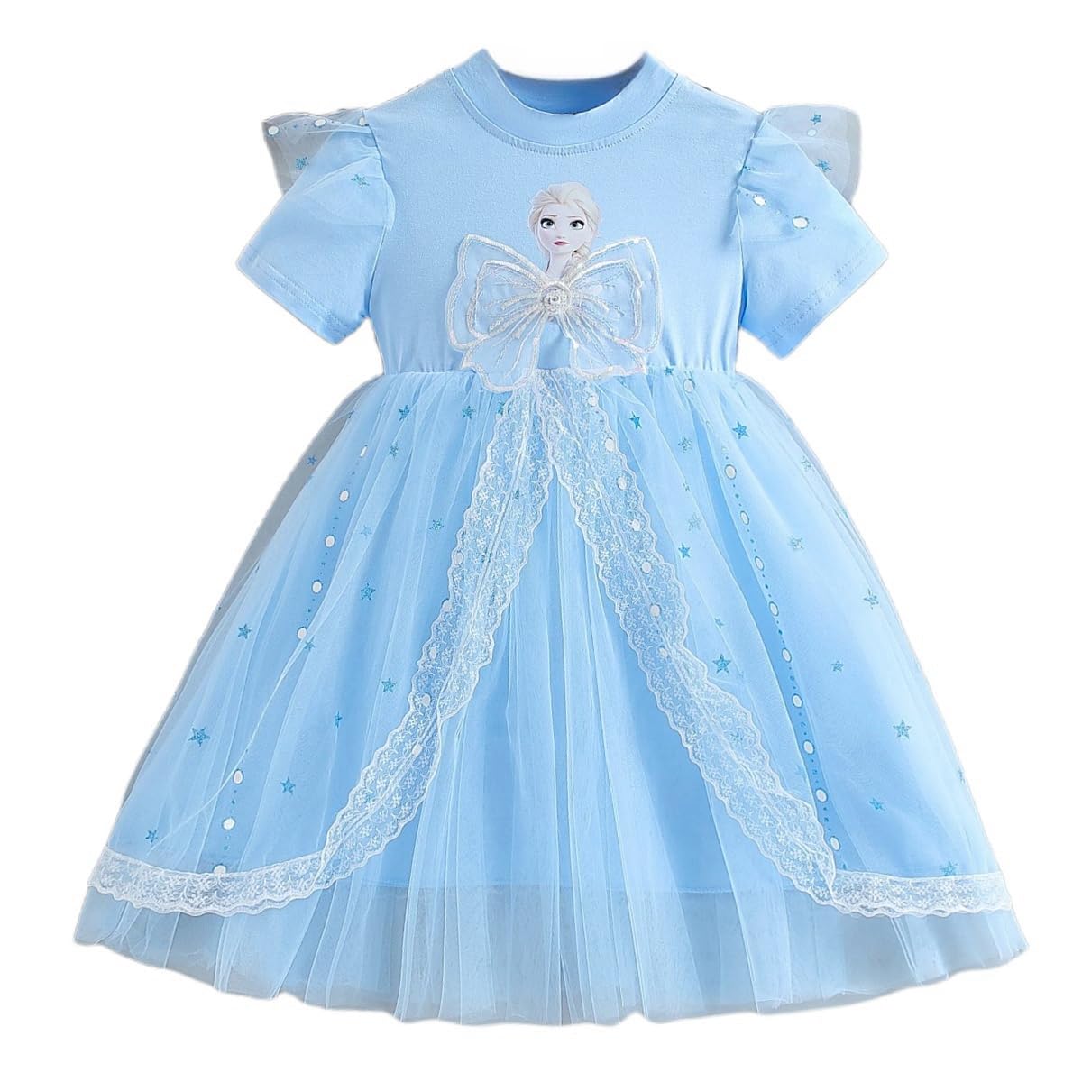 

VNGOLERRY Princess Elsa Dress for Short Summer Tulle Princess Sizes 130 Girls, Kids, Sleeve, Dress, Disney, Cute, Pink, Blue, Dress, 90, 100, 110, синий
