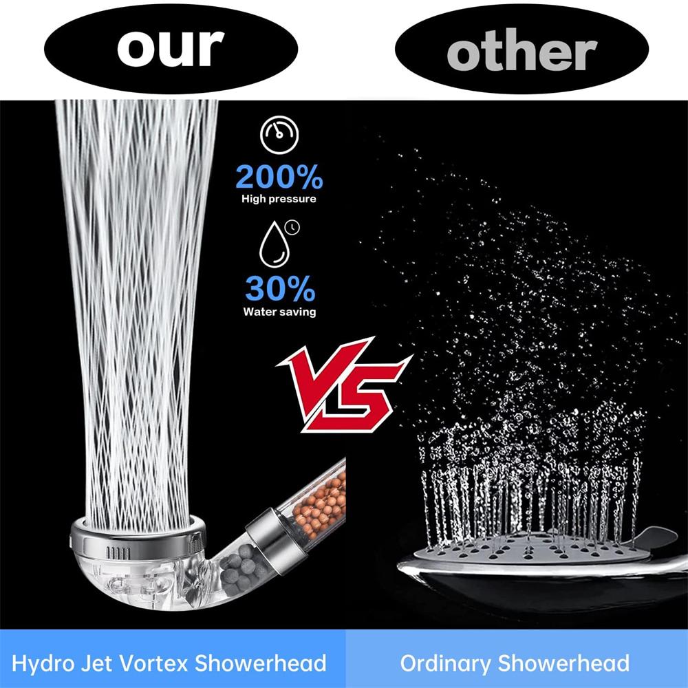 1-3Pcs Filtered Shower Head Bathroom ABS High Pressure Water Saving Spray Handheld Clear Showerheads with Filter Beads