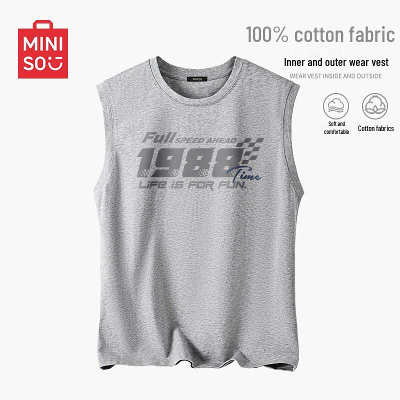 MINISO Мужская летняя хлопковая майка большого размера, плотная 2XL
